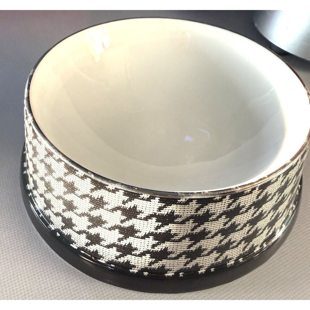 Sherpa Pet 5"x 2.25" Round Black White Tweed Dog/Cat Food Water Pet Bowl Jazzy